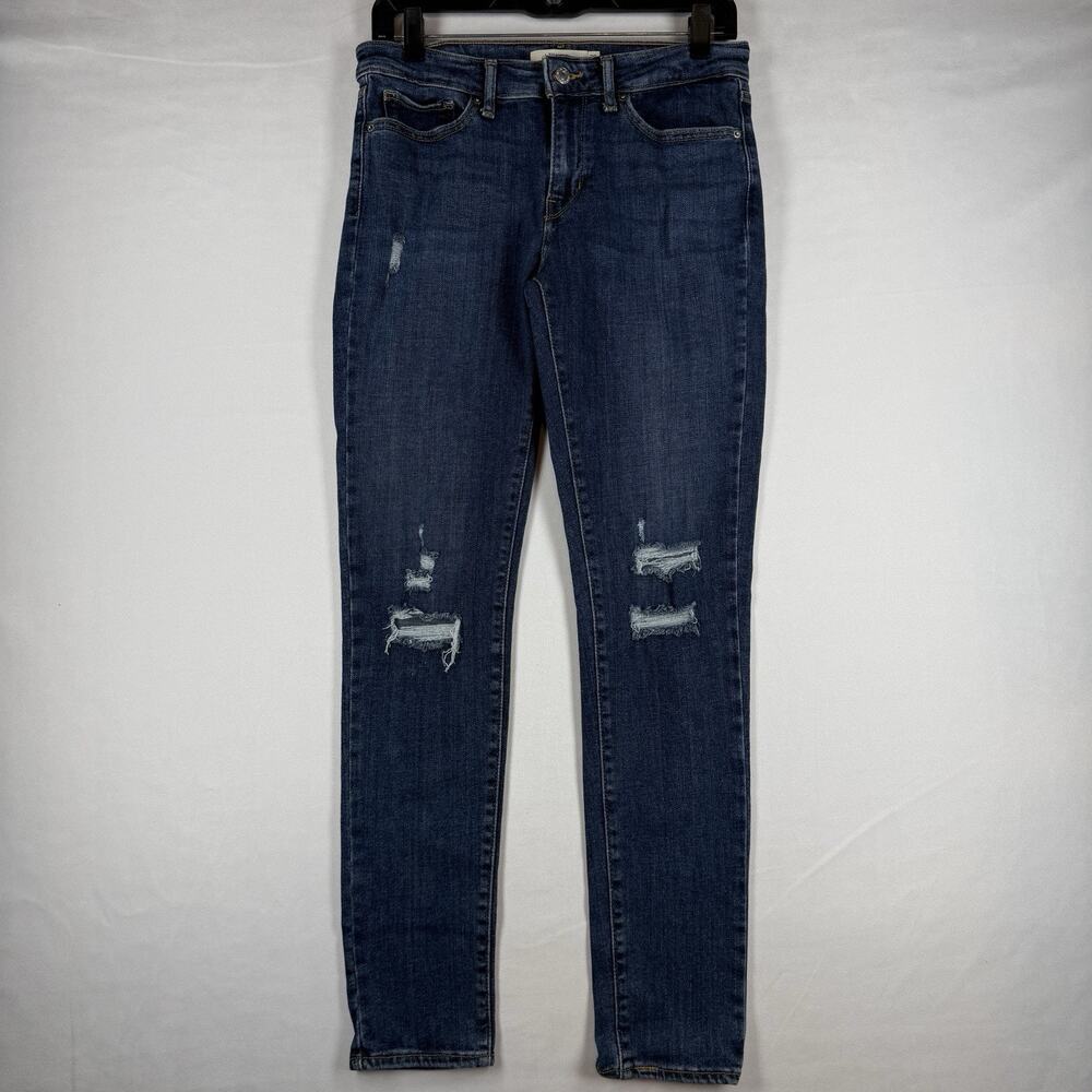 Levi's 711 Skinny Jeans Women's 29 Dark Wash Distressed Ripped Stretch Denim